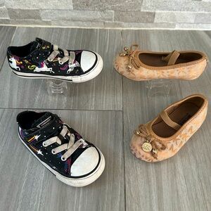 MK and Converse Toddler Shoe Bundle- Size 7- Flats and Sneakers- Unicorn Gold